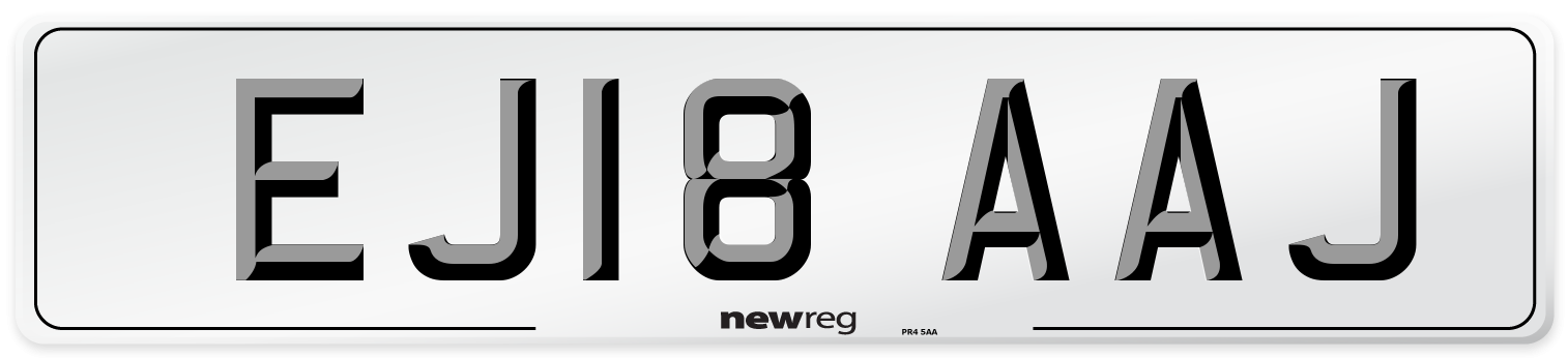 EJ18 AAJ Number Plate from New Reg